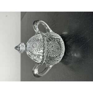 VTG Indiana Glass 300 Crystal Sugar Bowl Jar with Lid 4." T circ 1907 Victorian